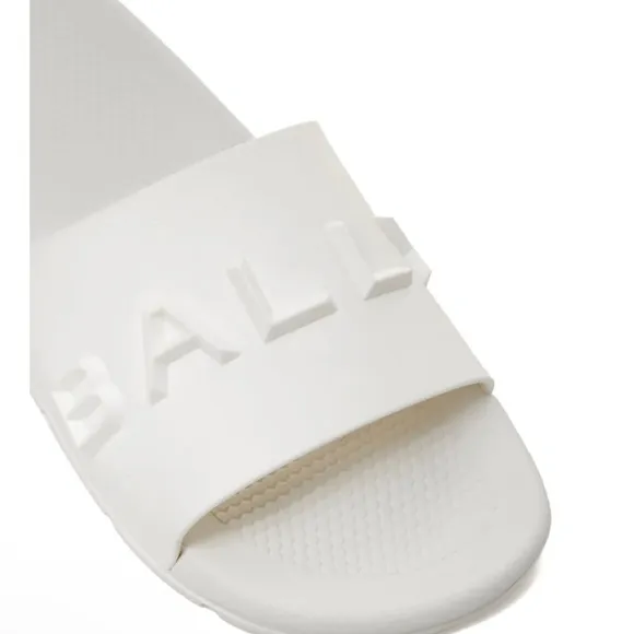Bally logo-embossed white Rubber slides
