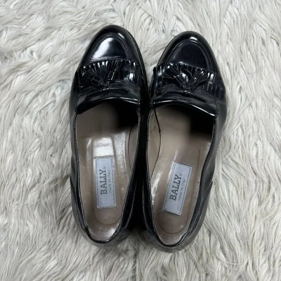 Bally Men's Black Patent Leather Tassel Loafers