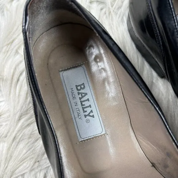 Bally Men's Black Patent Leather Tassel Loafers