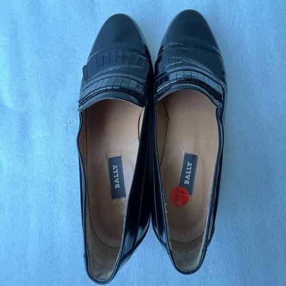 Bally Mens Borden Black Leather Penny Loafers Flats Size 10.5