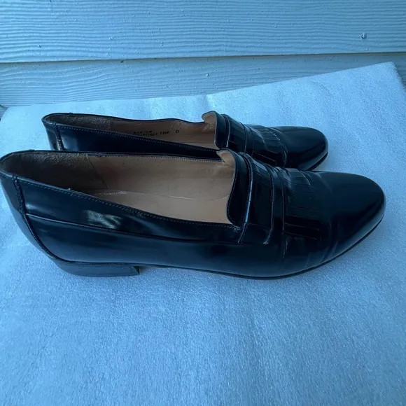 Bally Mens Borden Black Leather Penny Loafers Flats Size 10.5