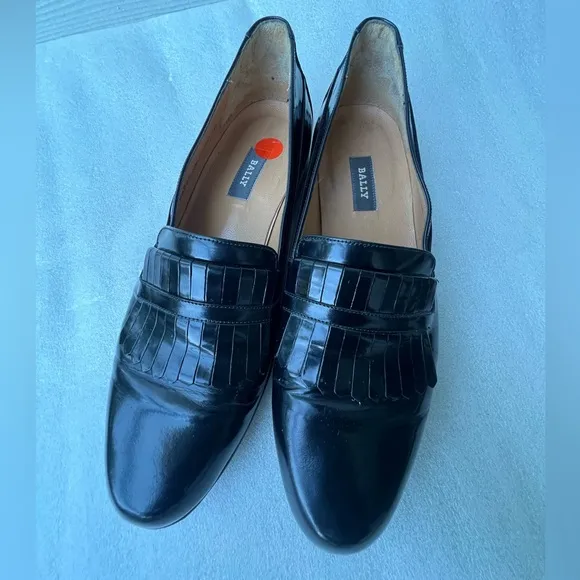 Bally Mens Borden Black Leather Penny Loafers Flats Size 10.5
