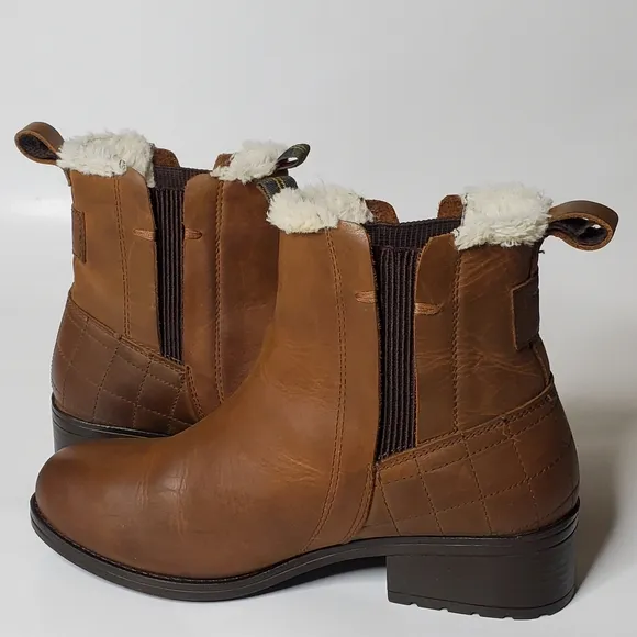 Barbour Primrose leather faux fur lined ankle boots brown Size 4 -US size 5.5