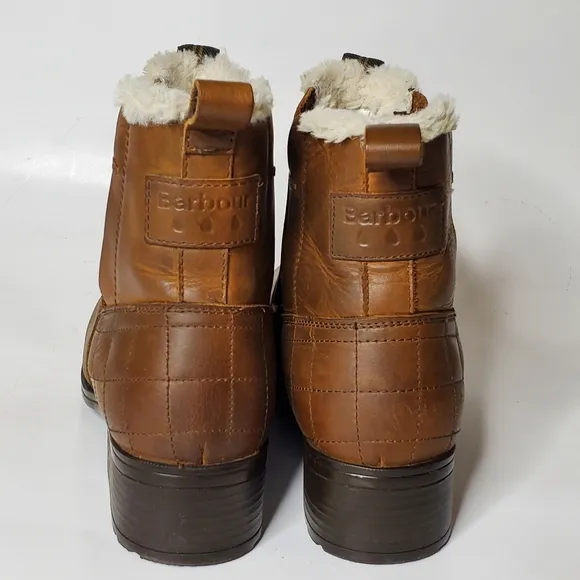 Barbour Primrose leather faux fur lined ankle boots brown Size 4 -US size 5.5