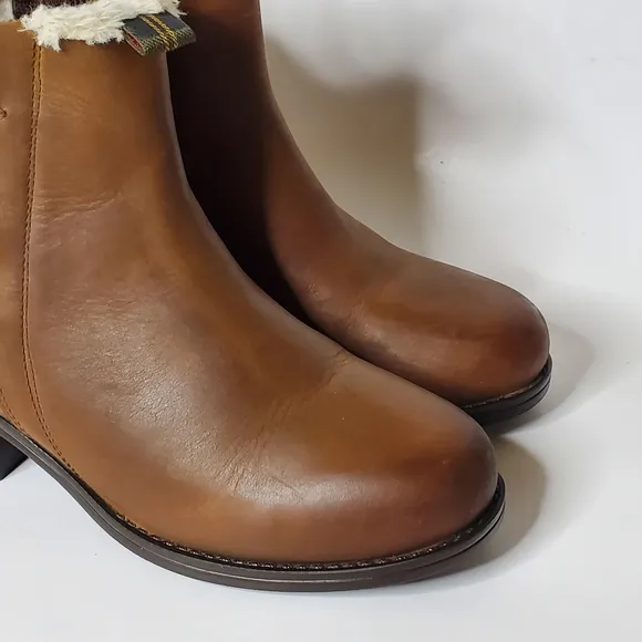 Barbour Primrose leather faux fur lined ankle boots brown Size 4 -US size 5.5