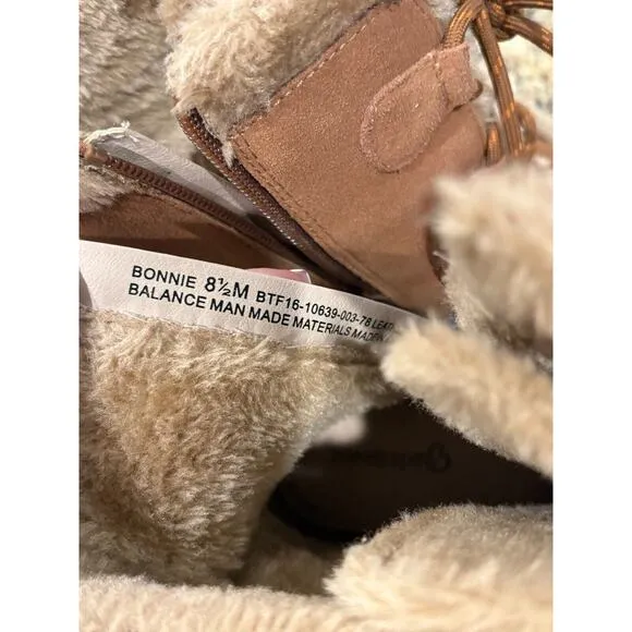 Baretraps Bonnie Tan Suede Fur Lined Wedge Boots Size 8.5