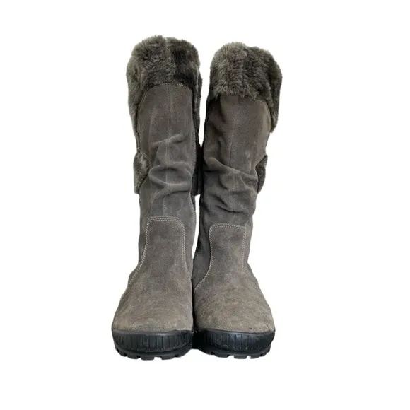 Baretraps Genuine Suede Leather Upper Faux Fur Gray Winter Boots Size 9