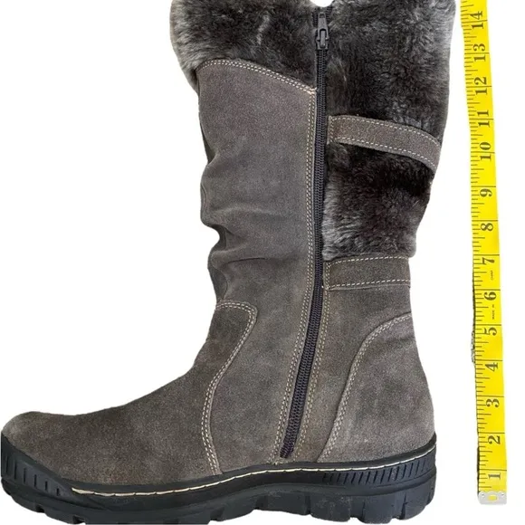 Baretraps Genuine Suede Leather Upper Faux Fur Gray Winter Boots Size 9