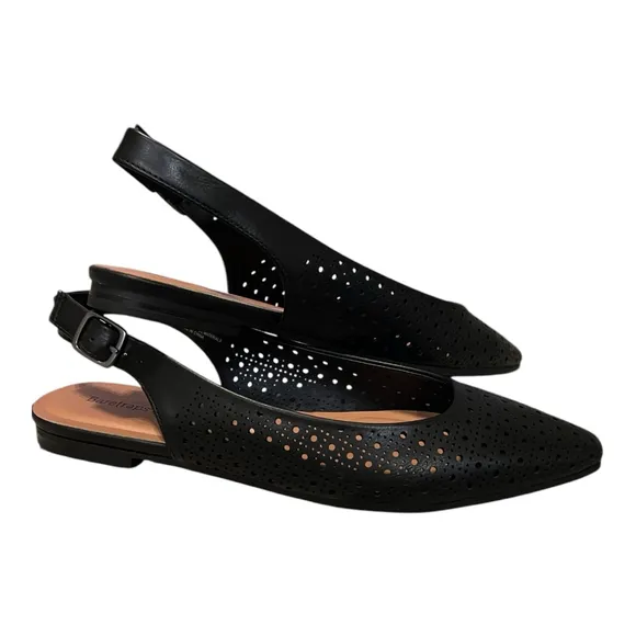 Baretraps Riva sling back Flats Shoes, Size 8M, Black‎