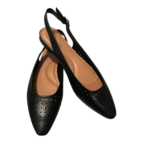 Baretraps Riva sling back Flats Shoes, Size 8M, Black‎