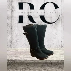 Baretraps Suede Boots Size 9.5 Med Faux Fur Lined Knee High Boots