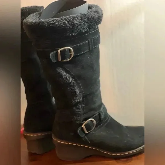 Baretraps Suede Boots Size 9.5 Med Faux Fur Lined Knee High Boots