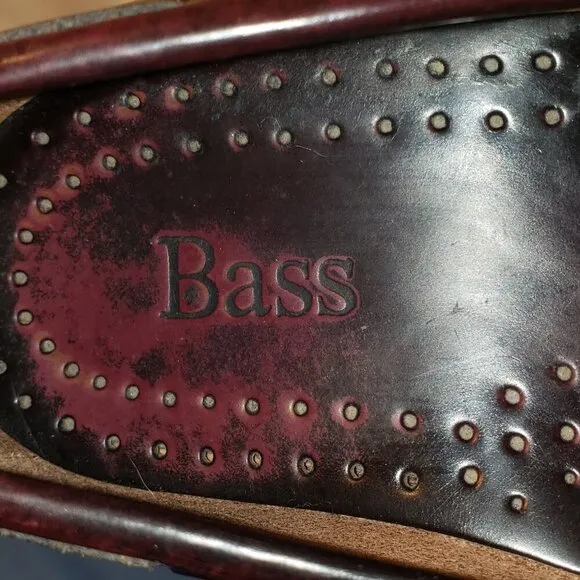 BASS Men's Burgundy Leather Kilted Tassel Loafers - 10D