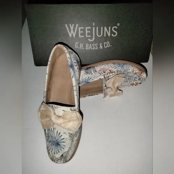 Bass Weejuns (Size 8M) Multicolored Leather Lillian Bow Slip-on Casual Loafers