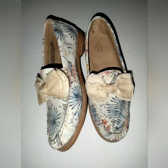 Bass Weejuns (Size 8M) Multicolored Leather Lillian Bow Slip-on Casual Loafers