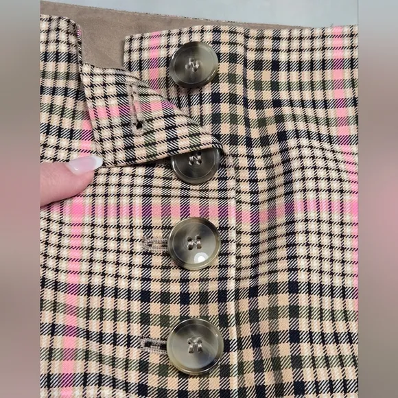 Baum Uno Pferdgarten pink plaid lined button skirt. Size  EU 40- US 8