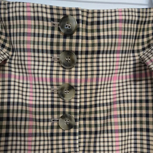 Baum Uno Pferdgarten pink plaid lined button skirt. Size  EU 40- US 8