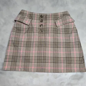 Baum Uno Pferdgarten pink plaid lined button skirt. Size  EU 40- US 8