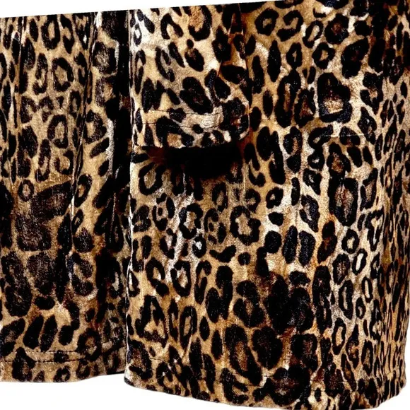 BAVADIA Women’s Regular Leopard Print Rabbit Fur Velvet Mini Dress Size 4 Brown
