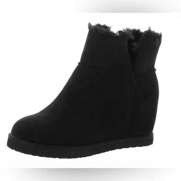 BC FOOTWEAR Undecided Wedge Boots 8.5 Black $90 Retail NWT