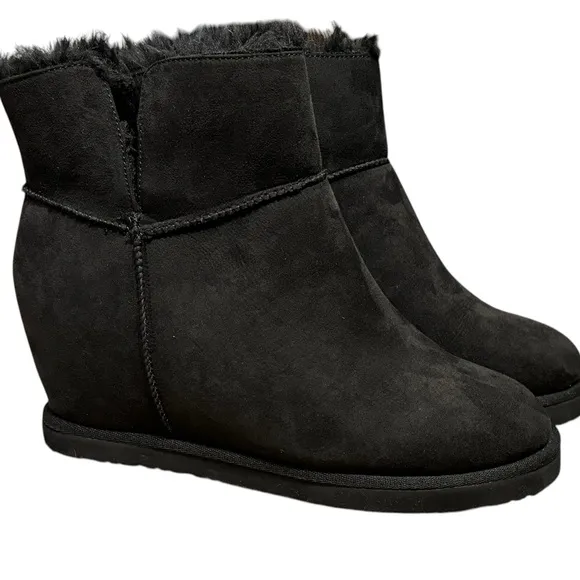 BC FOOTWEAR Undecided Wedge Boots 8.5 Black $90 Retail NWT