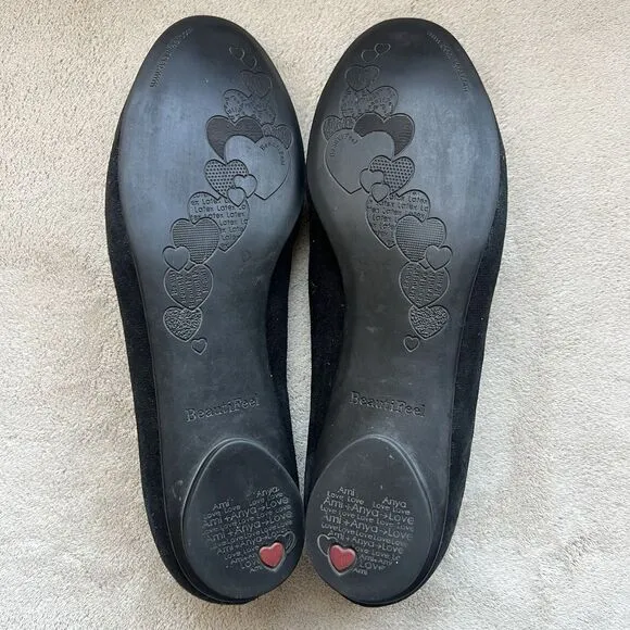Beautifeel Jolie Black Patterned Suede Ballet Flat Women EU 40 US 8.5-9 Slip On