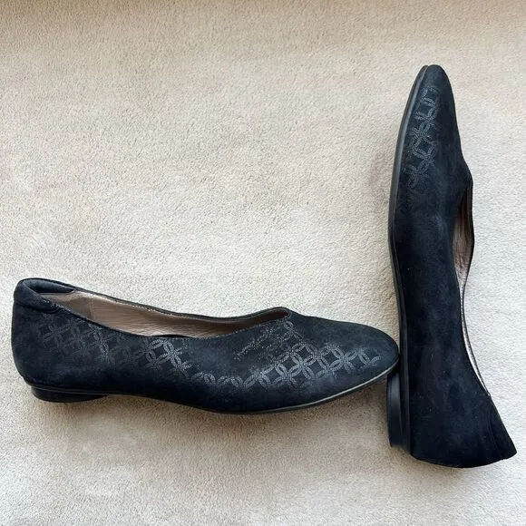 Beautifeel Jolie Black Patterned Suede Ballet Flat Women EU 40 US 8.5-9 Slip On