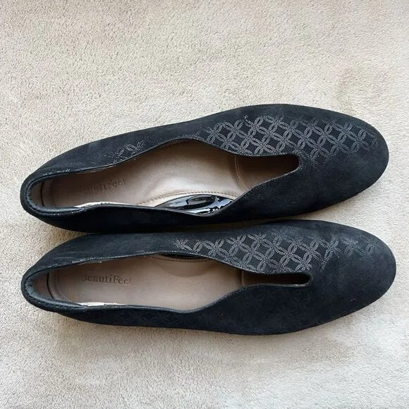 Beautifeel Jolie Black Patterned Suede Ballet Flat Women EU 40 US 8.5-9 Slip On