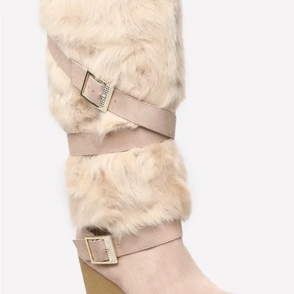 Bebe Geenna Fur and Rhinestone Boots
