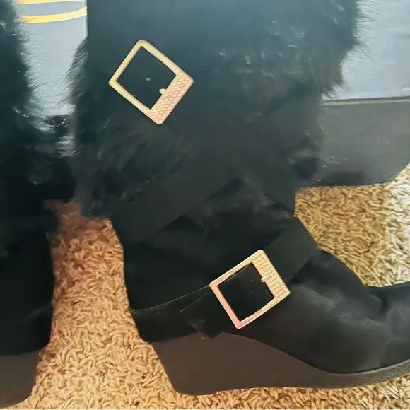 Bebe Geenna Fur and Rhinestone Boots