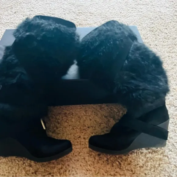 Bebe Geenna Fur and Rhinestone Boots