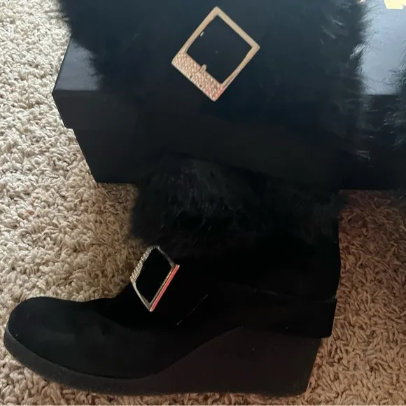 Bebe Geenna Fur and Rhinestone Boots