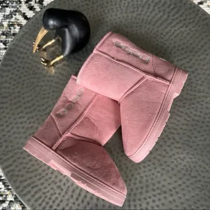 Bebe Microsuede Faux Fur Lined Winter Boot in Blush Size 3
