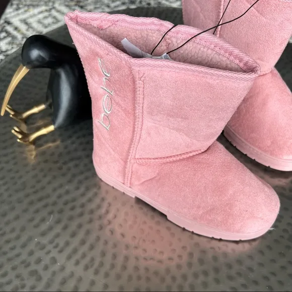 Bebe Microsuede Faux Fur Lined Winter Boot in Blush Size 3