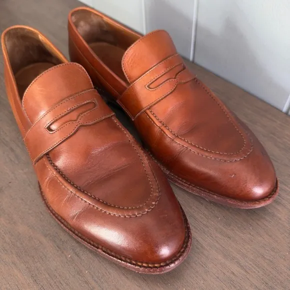Beckett Simonon Brown Leather Penny Loafers Men's Size 10 Blake Stitch Shoes