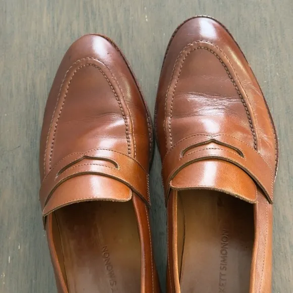 Beckett Simonon Brown Leather Penny Loafers Men's Size 10 Blake Stitch Shoes