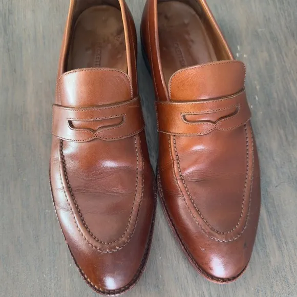 Beckett Simonon Brown Leather Penny Loafers Men's Size 10 Blake Stitch Shoes
