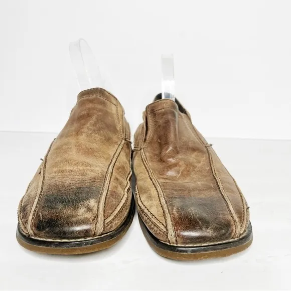 Bed Stu Brown Leather Distressed Slip On Loafers Size 10 Men’s