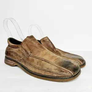 Bed Stu Brown Leather Distressed Slip On Loafers Size 10 Men’s