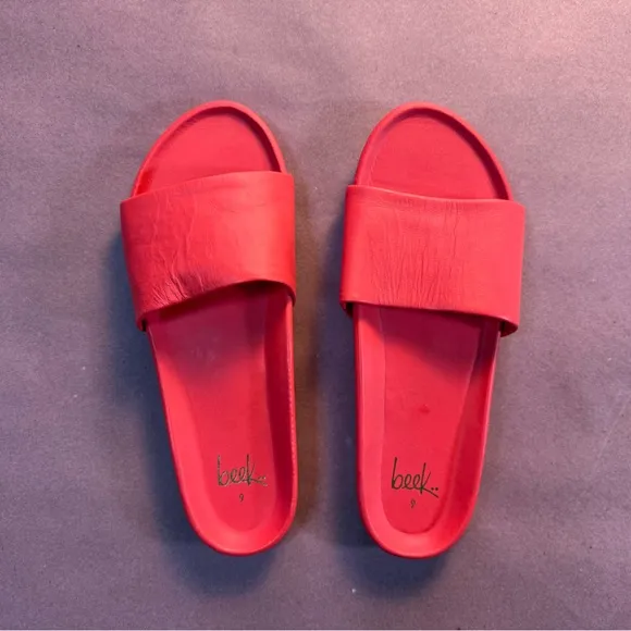 Beek Gallito leather slides size 9 flamingo pink NWT