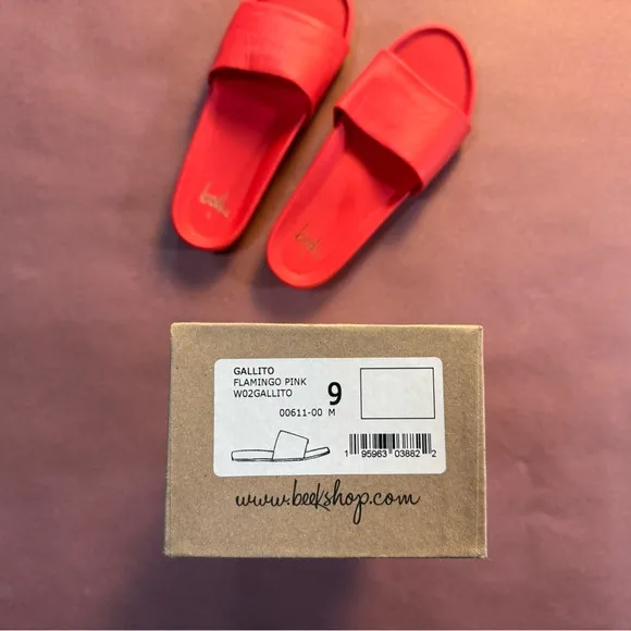 Beek Gallito leather slides size 9 flamingo pink NWT