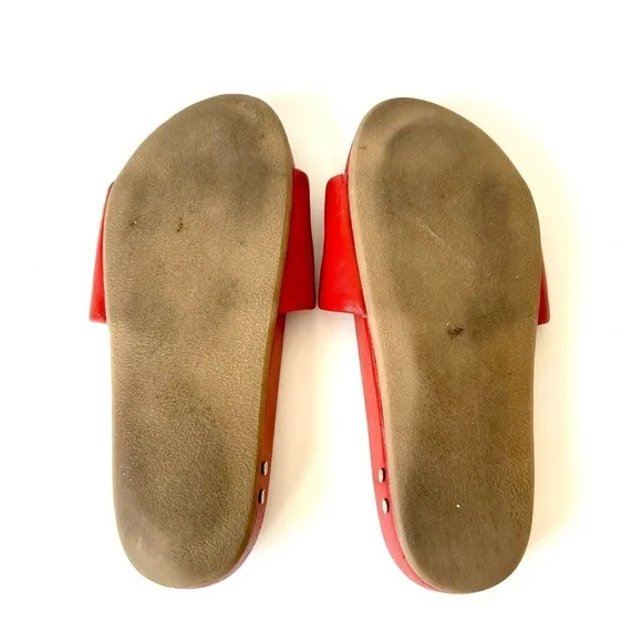 Beek Gallito Poppy Red Leather Slide Sandals Molded Footbed Open Toe Size 5