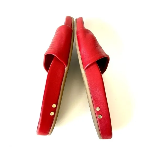 Beek Gallito Poppy Red Leather Slide Sandals Molded Footbed Open Toe Size 5