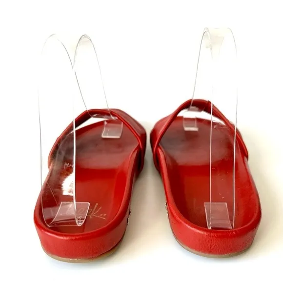 Beek Gallito Poppy Red Leather Slide Sandals Molded Footbed Open Toe Size 5