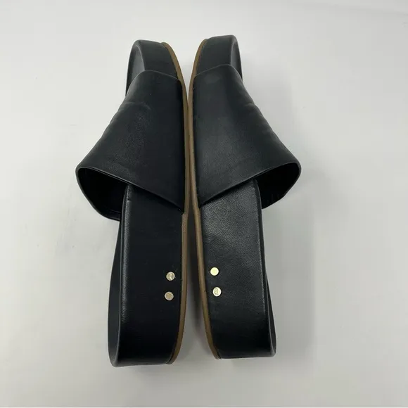 Beek Pelican Leather Platform Sandal Black Slides Womens Size 7