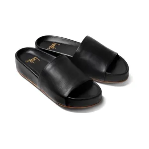 Beek Pelican Leather Platform Sandal Black Slides Womens Size 7