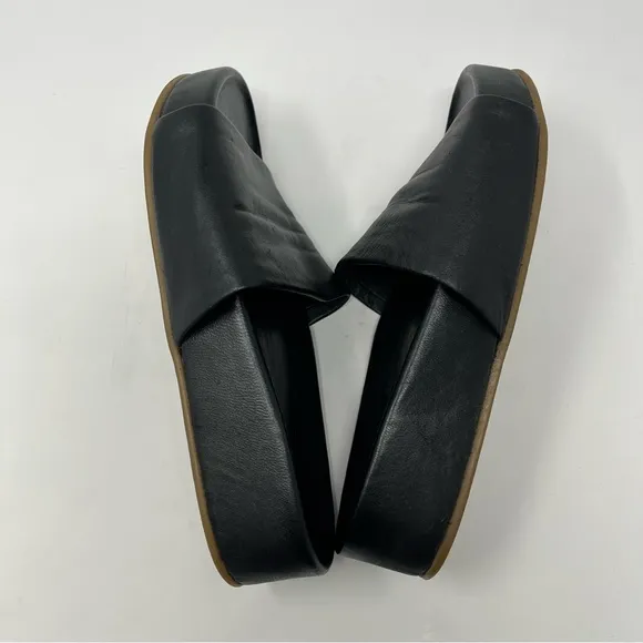 Beek Pelican Leather Platform Sandal Black Slides Womens Size 7