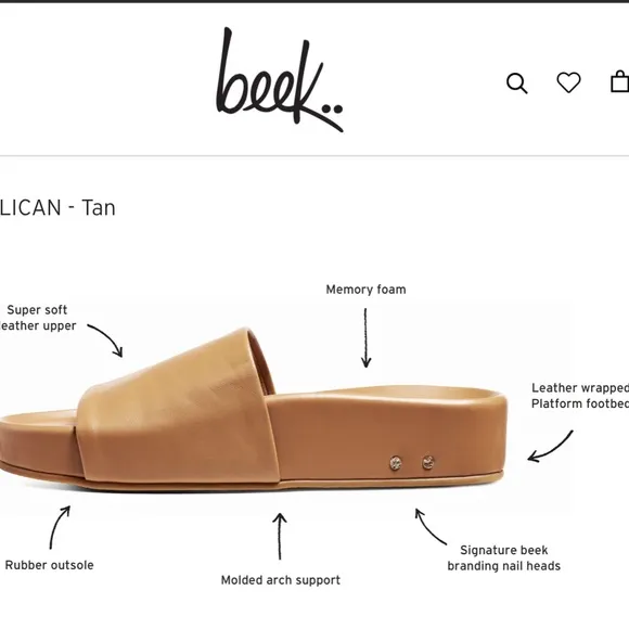 Beek Platform Slides Leather Pelican Tan (5)
