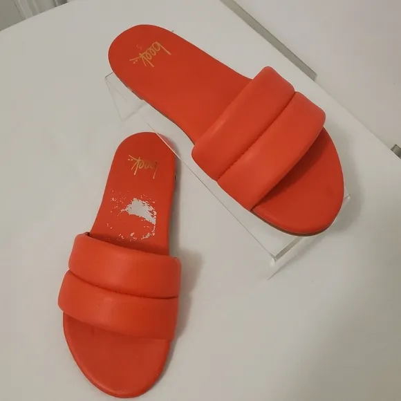 Beek Sugarbird Leather Slides Size 5, colorful, stylish, chic, beach