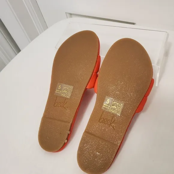 Beek Sugarbird Leather Slides Size 5, colorful, stylish, chic, beach